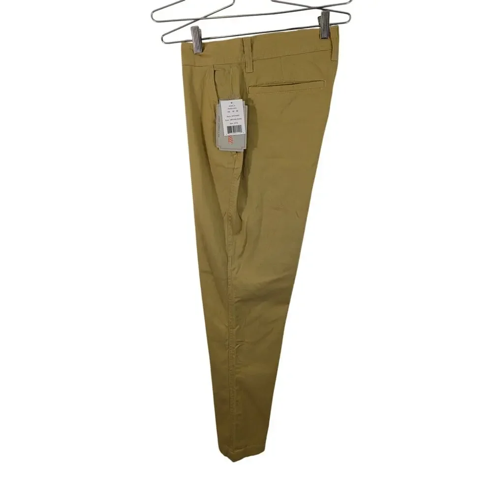 NWT! HALLSTATT/KOHL'S! PALE MUSTARD COTTON HIGH WAIST RELAXED PANTS! SZ 32 X 32